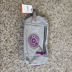 Kipling Light Gray and Purple Pouch